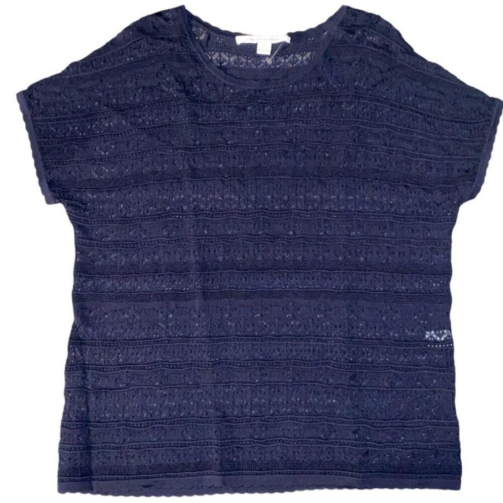 DVF Diane Von Furstenberg Lace Top Navy Blue Large
